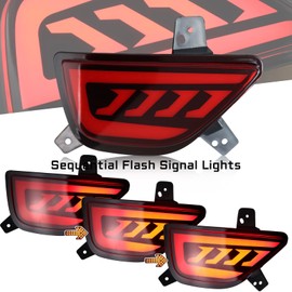 GEEGEETOP Red Lens LED DRL Rear Reflector Bumper Fog Light Brake Turn Signal Lamp Compatible With Chevy Trax 2017 2018 2019 2020-2022 Bumper Reflector Driver and Passenger Side (RED)