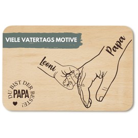 Frühstücksbrettchen personalisiert mit Wunschgravur Papa - Geschenk Vatertag - Geschenk Himmelfahrt - Brettchen Holz Bester Papa (Papa + 1)