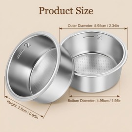 2 Pcs 51mm Portafilter Basket, Espresso Basket for Espresso Machines, Compatible with 51mm Portafilter, Replacement Part, Easy to Clean