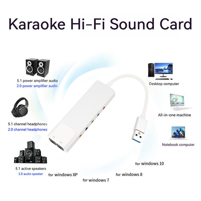 USB Sound Card Supports 5.1 7.1 Channels Rich Interfaces Plug