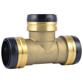 SharkBite 2 Inch Tee, Push to Connect Brass Plumbing Fitting, PEX Pipe, Copper, CPVC, PE-RT, HDPE, UXL0854