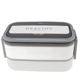 Double Layer Bento Box 316 Stainless Steel Compartment Portable Lunch Box with Cutlery for Work School Office 1400ml White