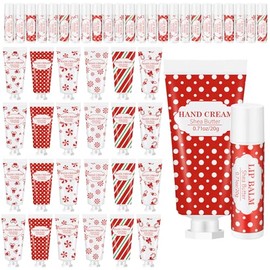 Leelosp 12 Sets Christmas Peppermint Candy Cane Themed Hand Cream Gifts Set for Women Lip Balm Bulk Christmas Hand Lotion Set Travel Size for Dry Cracked Hands Moisturizer Cream for Stocking Stuffer