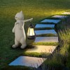 mikilov Cat Resin Statue with Solar Lantern (Walking 25 cm