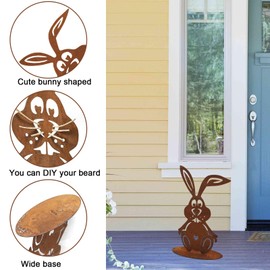 Meanju Easter Bunny Garden Stake, 30 x 20 cm, Easter Garden Decoration Rust, Easter Bunny Figures, Garden Stake Rust Rabbit, Spring Rust Decoration for Garden