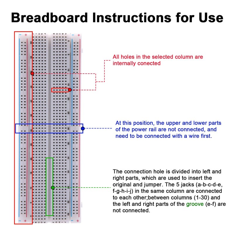 AYWHP 6 x Mini Breadboard Kit 170 Points (6 Colours)