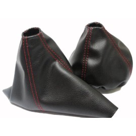 Kar Designers Fits 05-13 Chevy Corvette C6 Vinyl Automatic Shift & EBrake Boot SETw/Red Stitch