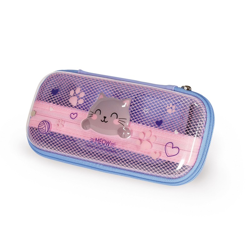 Legami - Wonderwow Kitty Pencil Case, 2 Compartments and Pen