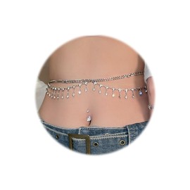 Waist Chain Women's Boho Belly Chain Body Chain Silver Metal Chain Belt Waist Chain Adjustable Body Jewellery Waist Chain for Women Girls