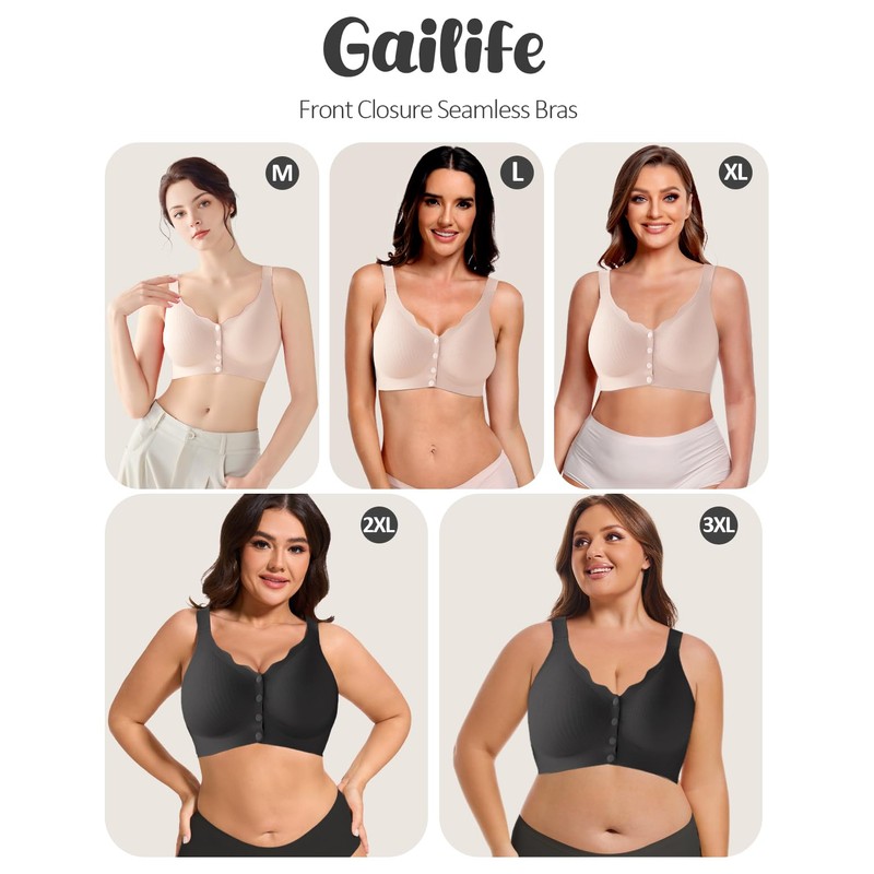 Gailife Front Closure Bras for Women Seamless Wireless Comfort Supportive