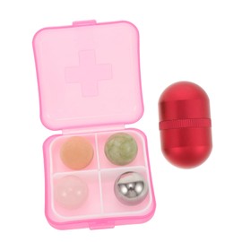 FOMIYES Mini Eye Roller Set under Eye Massager Volcanic Stone Jade Balls Portable Skincare Tool for Face