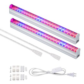 HOPLOM Plant Grow Light, 2pcs T5 LED Growing Light Red Blue Spectrum for Indoor Plants, 11.5inch /Strip, US Plug with On/Off Switch, Low Energy Usage, Easy Installation, Linkable