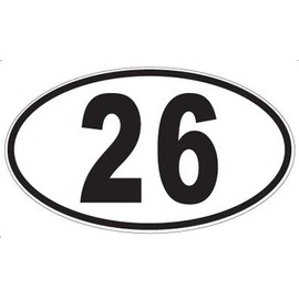 Number 26 Oval Sticker