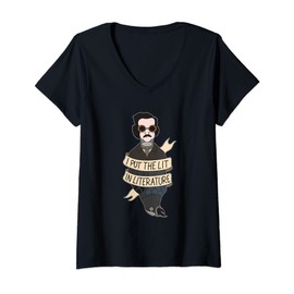 Womens Allan Poe Lit in Literature Raven Sunglasses for a Book Nerd V-Neck T-Shirt