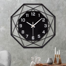 VIVILINEN 12inch Wall Clock 3D Metal Modern Wall Clock Slient Non-ticking Round Clock for Kitchen Living Room