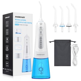 Cordless Water Dental Flosser Teeth Cleaner, INSMART Professional 300ML Tank DIY Mode USB Rechargeable Dental Oral Irrigator for Home and Travel, IPX7 Waterproof 3 Modes Irrigate for Oral Care