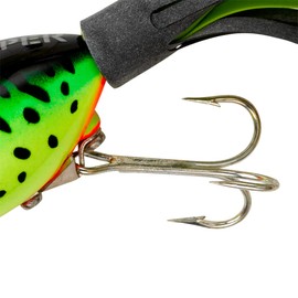 Arbogast Hula Popper Topwater Fishing Lure, Fire Tiger, G760 (2 in, 3/8 oz)