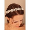 BERYUAN Silver Crystal Pearls Bride Headband - Elegant Wedding Hair