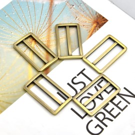 MELORDY 10pcs Metal Slide Tri-Glide Buckle Webbing Strap Adjustable Buckle Fasteners for Strap Keeper Leathercraft Bag Belt Bags DIY Accessories (Brass,1 inch)