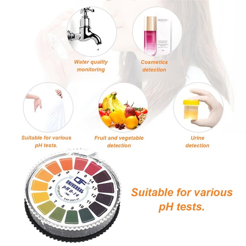 ZXUPOI 1 Roll pH Test Strips 5 m/Roll, Measuring Range