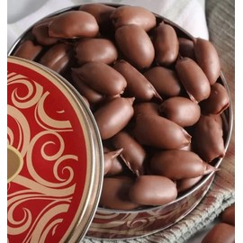 Fresh Milk Chocolate Covered Pecans in Beautiful Gift Tin Basket | Mascot Pecan Candy Kitchen since 1955_AB