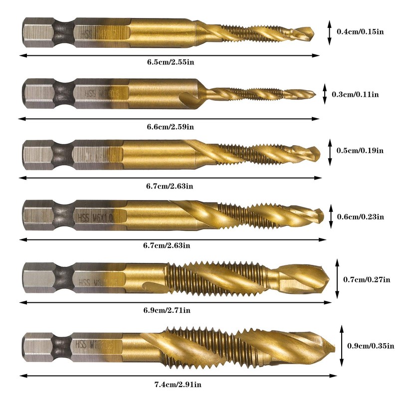 Girls'Love Talk 6PCS Thread Tap Drill Bit Set Hand Tap