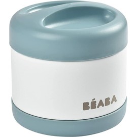 BÉABA - Thermal Meal Preservation Container - For Baby and Children - 100% Airtight - Stainless Steel - Keeps food Hot or Cold for more than 5 hours - Double layered - 500 ml - Blue/White