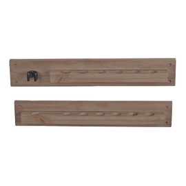 HJ Scott 6-Cue Modern Rustic Antique Solid Wood Wall Mount Pool Cue Stick Rack