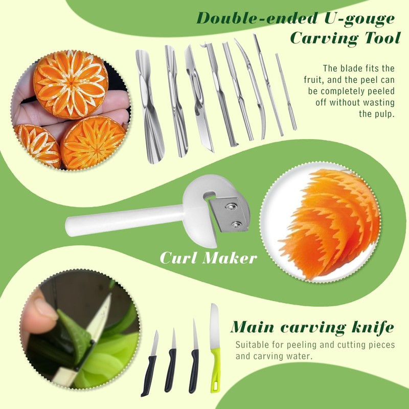 80-Piece Stainless Steel Fruit Carving Tools Set - Professional Watermelon