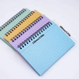 WYYFXY Colourful Index Cards 150 × 100 mm, Pack of 200 Flashcards 4 Colours Spiral Notepad with Transparent Cover, Vocabulary Cards for School Supplies, Stationery, Learning Aid, Learning Accessories
