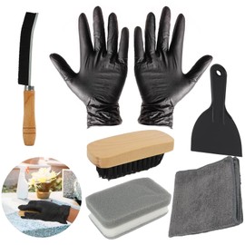 7Pcs Headstone Cleaning Kit, Convenient Cleaning Kit, Includes Carpet Brush, Crevice Brush, Sponge, Towel, Scraper, and Gloves, Ideal for Grave Sites and Granite or Stone Surfaces