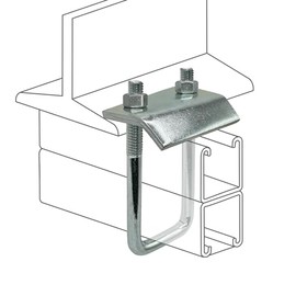 4 Pack Strut to Beam Clamp with Square U-Bolt and Nuts, 2-7/16" - 3-1/4" Channel (4)