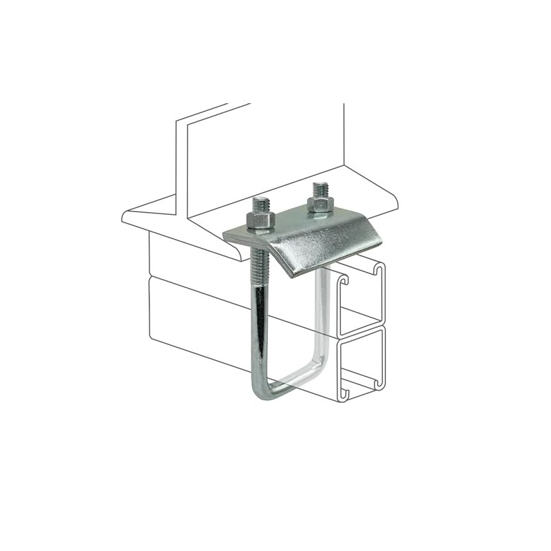 4 Pack Strut to Beam Clamp with Square U-Bolt and