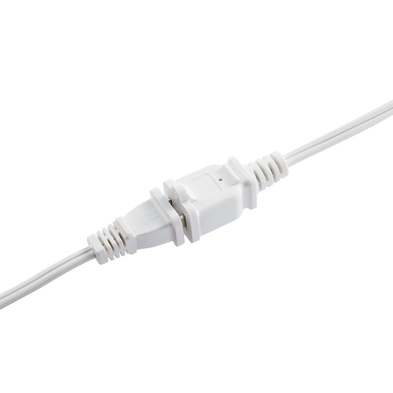 Short Extension Cord 1 Ft, White 2 Prong, 18 AWG