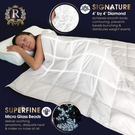 Royal Therapy Weighted Blanket - Heavy 100% Cotton Blankets with Premium Glass Beads (80"x87" 25lbs, Aquamarine), Suitable for Two People (~100-200lb) - Use on Queen/King Bed