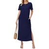 Cnlinkco Maxi Dress for Women 2024 Plain Crew Neck Casual