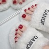 Red Press On Toenails,14 Sizes-28 Pcs Soft Gel Red Glitter