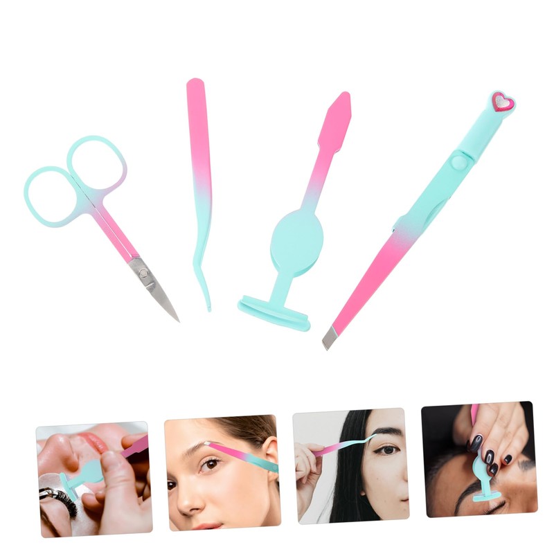 OHPHCALL 1set Portable Eyebrow Tweezers Kit Grip Tweezers for Lash