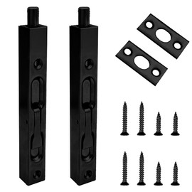 KtbeYTi 2 Pcs 6 inch Stainless Flush Bolt Latch Lock Concealed Door Security Bolts Concealed Sliding Bolt Lock for French Doors, Composite Doors, Wooden Doors, Double Doors (Black)