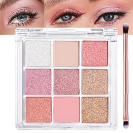 Paleta De Sombras De Ojos, Paletas De Maquillaje, Juego De Maquillaje Mate sombra de ojos con brochas de doble punta de 9 colores naturales, resistente al agua, de larga duración (2#)