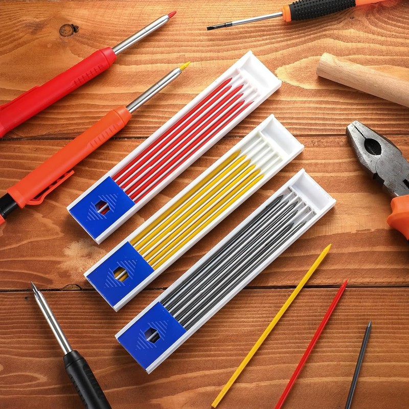 42Pcs Tracer Pencil Refills, 2.8mm Carpenters Pencil Solid Deep Hole