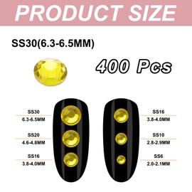 PATIKIL 400Pcs SS30 Round Flatback Crystal 6.3-6.5mm Glass Rhinestones Gems Diamonds for DIY Crafts Clothes Shoes Nail Art Decoration, Yellow