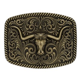 TYWestyles Western Cowboy Belt Buckle - Texas Bull Skull Belt Buckle for Men women (Antique bronze longhorn bull, Medium)