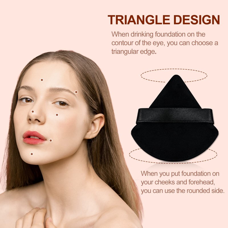 Flytianmy 2Pcs Triangle Powder Puffs, Face Makeup Puff for Body