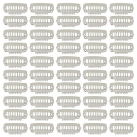 50pcs Hair Extension Clips Set Stainless Steel DIY 8 Teeth Snap Comb Wig Clips Accessories 1.1in Beige