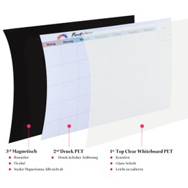 AMO HERMOSO Magnetic Monthly Planner Wipe Clean, Magnetic Boards for Fridge, Whiteboard, 45 x 30 cm, Ideal for Monthly Calendar, Goal Setting Project Planning, Budget Overview, Reminders, in German