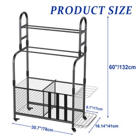 Vhelyom Ball Stroage Rack | Sports Equipment Organizer | Ball Rack for Basketball, Volley Ball, Soccer | Indoor and Outdoor Ball Rack for Home, School, Yard, Gym (Ribbon style)