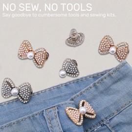 10Pack Instant Pant Waist Tightener - Bow Button Pins,Tool-Free Adjustable Loose Waist Buckle for Women Kids