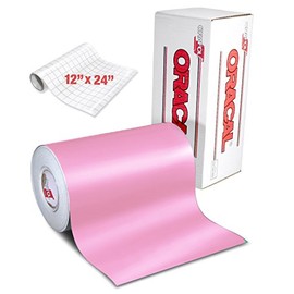 ORACAL 631 Matte Soft Pink Adhesive Craft Vinyl 12 Inches x 6 Feet for Cameo, Cricut & Silhouette Including Free 12 Inches x 24 Inches Roll of Clear Transfer Paper