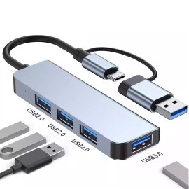 Unbranded 4x TYPE-C & USB-A 3.0 to HUB 4 in 1 USB 3 Port HUB+1 Port USB Splitter Adapter